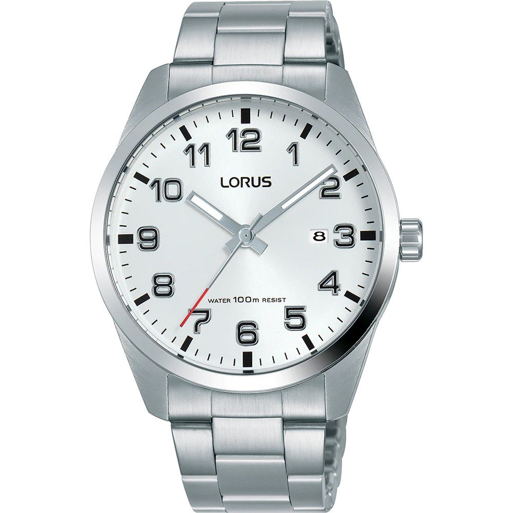 Lorus Classic Armbanduhr mit silberfarbenem Edelstahlband und weißem Zifferblatt