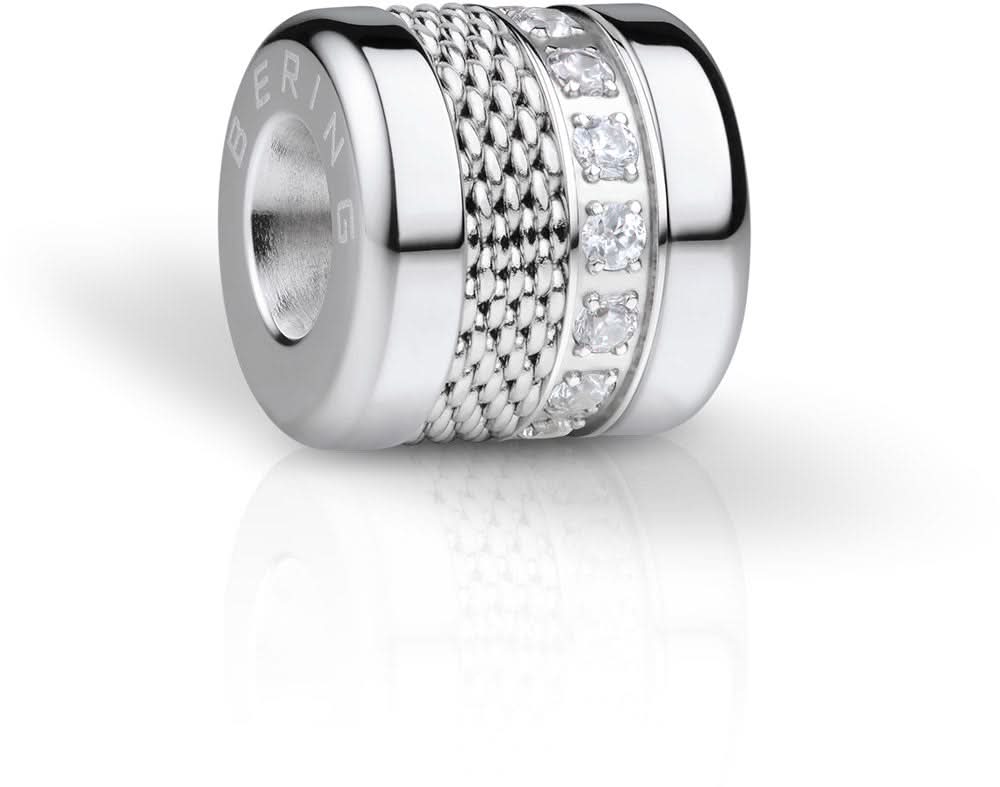 Charme en acier inoxydable avec bracelet tressé et petits ornements en zircone sur le bord