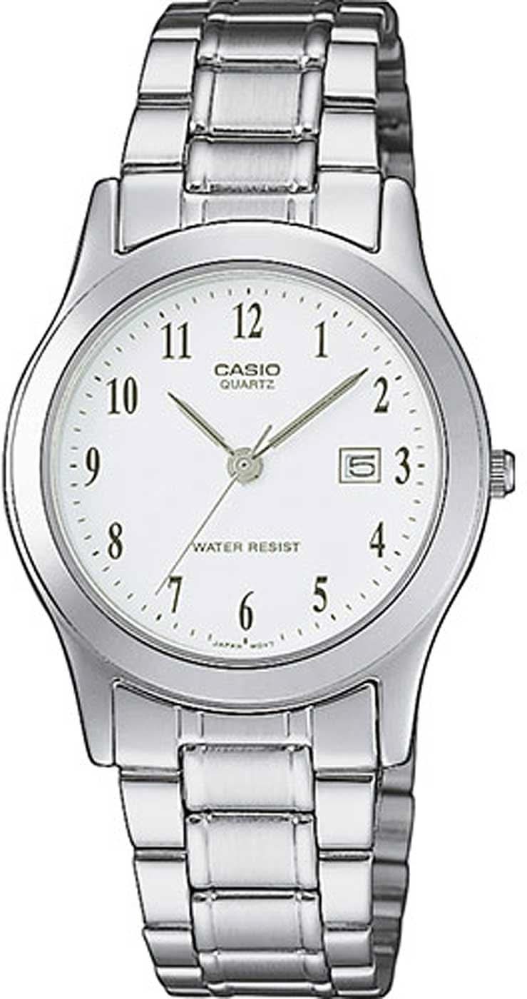 Montre pour femme avec bracelet en métal argenté, cadran blanc, chiffres romains et affichage de la date