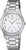Montre pour femme avec bracelet en métal argenté, cadran blanc, chiffres romains et affichage de la date