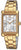 Montre Casio pour femme avec bracelet en métal doré, cadran rectangulaire et aiguilles analogiques