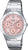 Casio Damenuhr mit silbernem Metallarmband und rundem Zifferblatt mit rosafarbenen Details