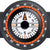 Armband-Kompass mit schwarzem Ziffernblatt und orangener Umrandung