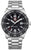 Bracelet de montre pour homme en acier inoxydable, cadran noir et index lumineux