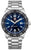 Montre homme avec cadran bleu, index luminescents, lunette de plongée et bracelet en acier inoxydable
