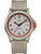 Beige Herrenuhr mit rundem Gehäuse, rotem Zifferblatt und Kautschukarmband