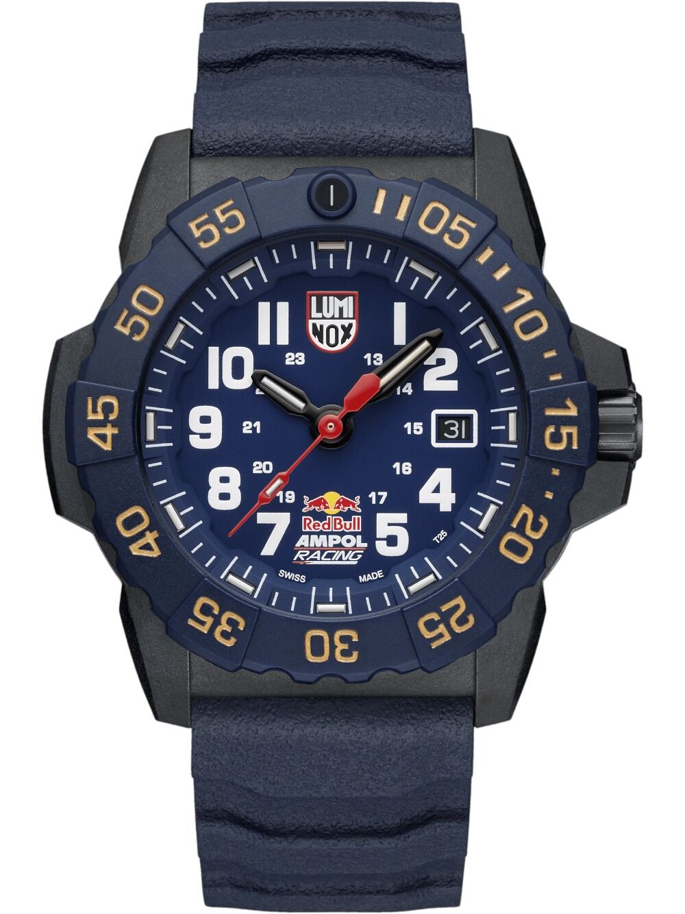Luminox Herrenarmbanduhr: blaues Silikonarmband, Carbonox-Gehäuse, Datum am Zifferblatt