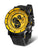 Bracelet de montre pour homme avec cadran jaune et bracelet en silicone noir