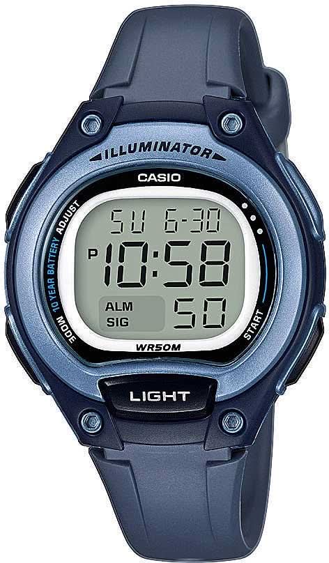 Montre bracelet numérique CASIO bleu foncé avec écran LCD rétroéclairé et boutons