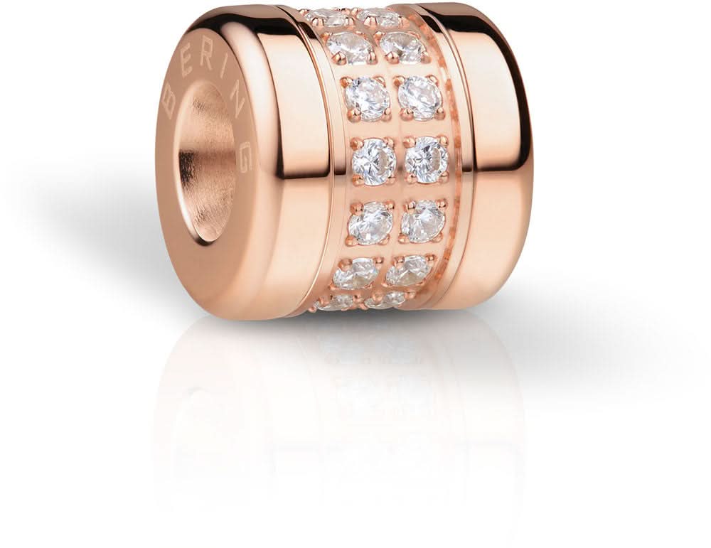 Roségoldener Charm aus Edelstahl mit glitzernden Zirkonia im Kreis-Muster