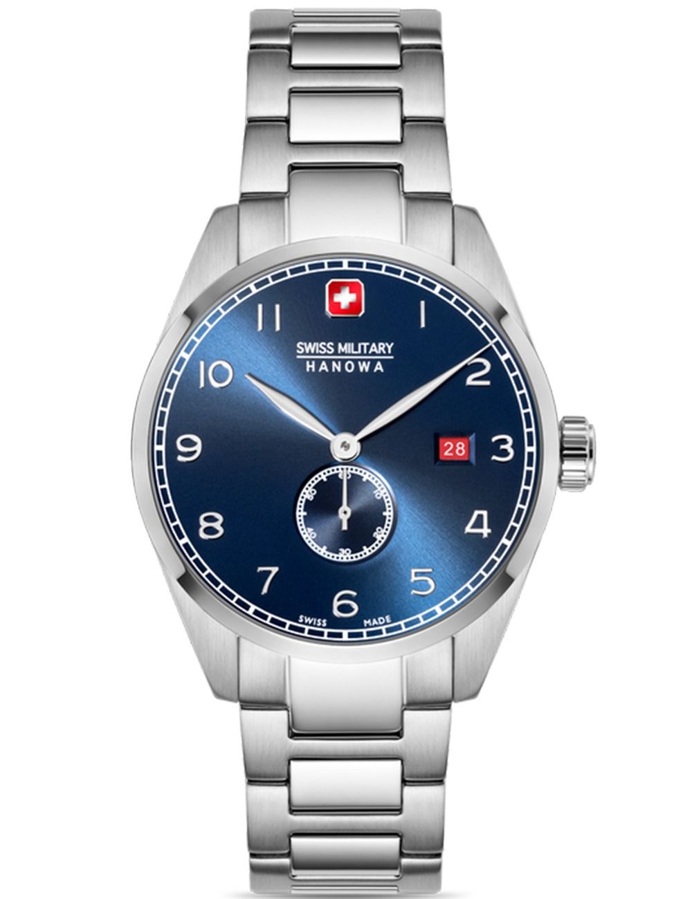 Swiss Military Hanowa Lynx Herrenuhr mit blauem Zifferblatt und Edelstahlarmband, 42 mm