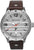 Herrenuhr mit braunem Lederarmband, silbernem Gehäuse und Fliegerzifferblatt