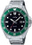 Montre Casio pour homme avec bracelet en acier, boîtier rond et cadran vert et noir
