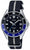 Montre de plongée Casio avec cadran bleu foncé, lunette rotative et bracelet en nylon bleu foncé/blanc