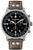 Montre Messerschmitt pour homme avec cadran noir, échelle tachymétrique et bracelet en cuir marron