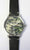 Bracelet pour homme avec boîtier argenté, bracelet en cuir noir et cadran camouflage