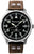 Bracelet de montre pour homme Messerschmitt avec cadran noir, bracelet en cuir marron, date