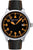 Herren-Fliegeruhr mit schwarzem Zifferblatt und orangefarbenen Ziffern, Lederarmband