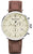 Montre Messerschmitt pour homme avec cadran beige et bracelet en cuir marron, boîtier en métal