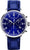 Bracelet de montre pour homme Messerschmitt avec cadran bleu, affichage chrono et bracelet en cuir bleu