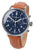Messerschmitt Chronograph Herrenuhr mit rundem blauem Zifferblatt und braunem Lederband