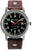 Montre Messerschmitt pour homme avec cadran noir, bracelet en cuir et index lumineux de style aviateur