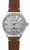Montre homme avec bracelet en cuir marron, boîtier argenté et cadran clair avec Messerschmitt