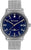 Herrenarmbanduhr: silbernes Mesh-Band, blaues Zifferblatt, Analog