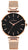 Montre pour femme avec bracelet en maille milanaise plaqué or rose et cadran noir