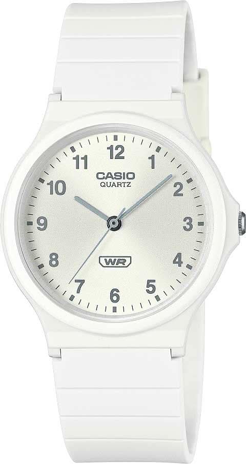 Montre Casio pour femme avec bracelet en bio-résine blanc et cadran rond blanc et gris