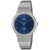 Casio Quarz-Armbanduhr mit dunkelblauem Zifferblatt und Edelstahlarmband, rundes Gehäuse