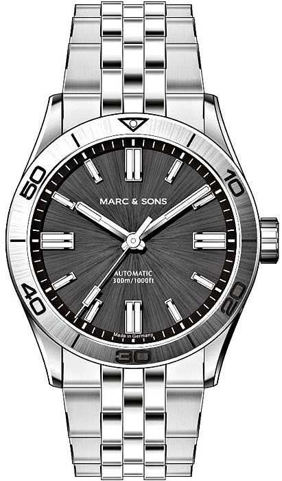 Montre pour homme avec boîtier en acier inoxydable, cadran noir et bracelet en acier inoxydable
