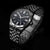 Bracelet de montre pour homme en acier inoxydable avec cadran bleu foncé, points lumineux, boîtier arrondi