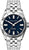 Bracelet de montre pour homme en acier inoxydable, cadran bleu, index et aiguilles luminescents, boîtier rond