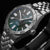 Bracelet de montre pour homme avec cadran vert, bracelet et lunette en acier inoxydable argenté
