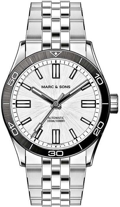 Marc and Sons Elegance MSD-048-4S Montre Homme • Mouvement Automatique Suisse • Super-LumiNova BGW9