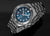 Bracelet de montre de plongée pour homme, cadran bleu, lunette moletée, bracelet en métal