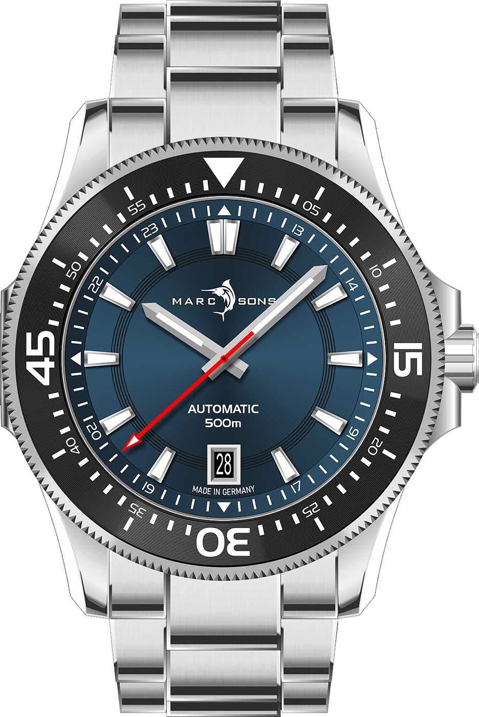 Montre bracelet pour homme, cadran bleu, date, bracelet en métal, automatique