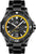 Herren-Militär-Taucheruhr mit schwarzem Zifferblatt, gelben Akzenten und Metallarmband