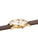 Herrenarmbanduhr Ansicht von der Seite: goldfarbenes Gehäuse, braunes Lederband
