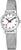 Montre pour femme avec bracelet milanais argenté, cadran blanc et index bâtons noirs