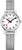 Montre pour femme avec bracelet milanais argenté, cadran rond blanc, aiguilles rouges