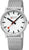 Montre Mondaine pour homme avec bracelet milanais argenté et cadran blanc, aiguille des secondes rouge