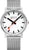Montre Mondaine pour homme avec bracelet milanais argenté, cadran blanc et aiguilles rouges