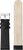 Bracelets interchangeables : bracelet en cuir noir et beige avec boucle ardillon.