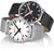 Montres Mondaine pour hommes avec bracelet milanais argenté, cadran noir et blanc
