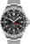Herrenuhr mit schwarzem Zifferblatt, silbernem Edelstahlband und GMT-Lünette