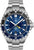 Marc and Sons Montre homme avec cadran bleu, lunette GMT et guichet date, bracelet en acier