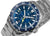 Herrenuhr mit blauem Zifferblatt, silbernen Zeigern und GMT-Lünette