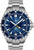 Herrenuhr mit blauem Zifferblatt, GMT-Anzeige und Stahllink-Armband
